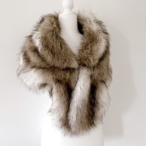 RoRoDox faux fur stole shawl in fox white/brown for winter or wedding, size S